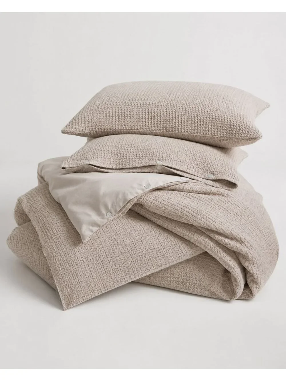 S26a | Quince Organic Luxe Honeycomb Duvet Cover Set King Cal King Sand NWOT